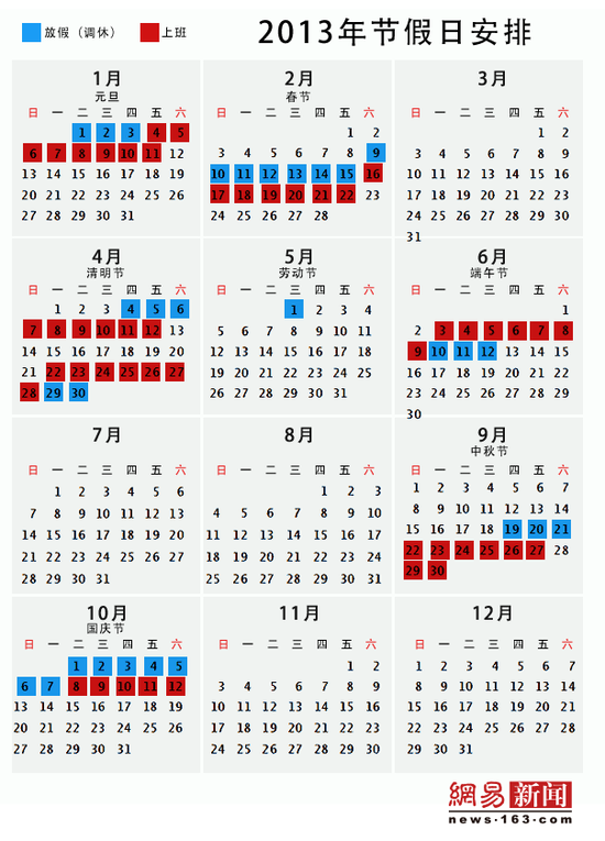 明年全年7个节假日共放假29天